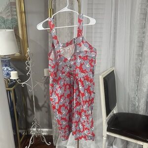 Chic Red and Gray Floral  Dress